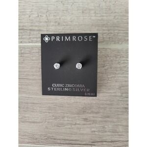 Primrose Cubic Zirconia‎ Sterling Silver Pierced Earrings New